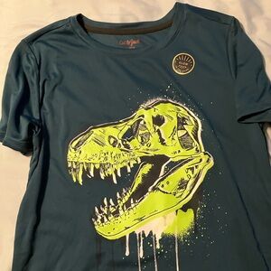 Cat & Jack Blue Tee with Neon Green Glow in the Dark Dinosaur